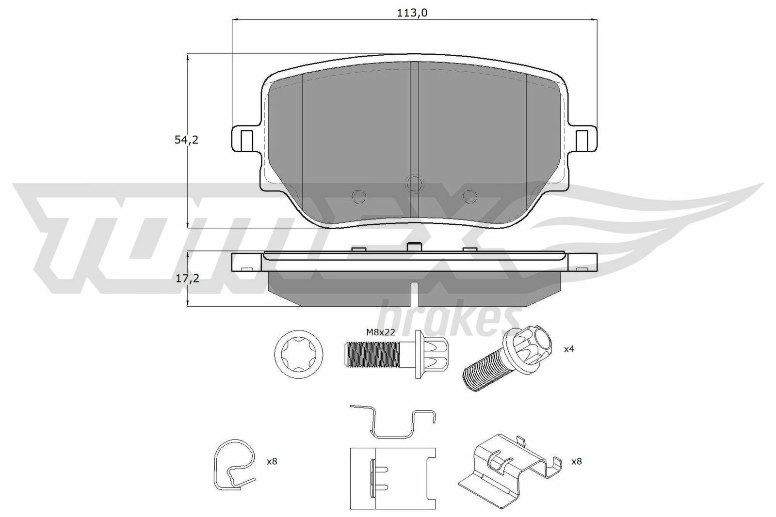 Sada brzdových destiček, kotoučová brzda TOMEX Brakes